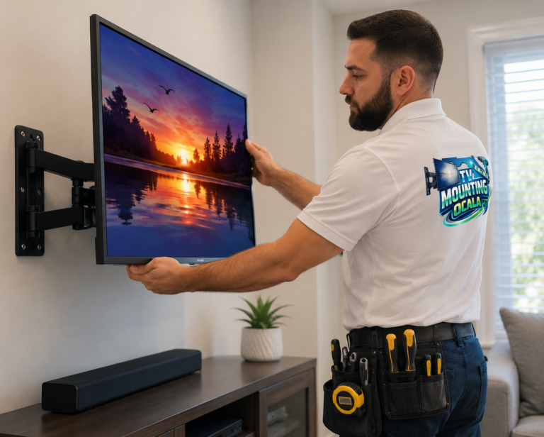 Clean TV installation with professional placement