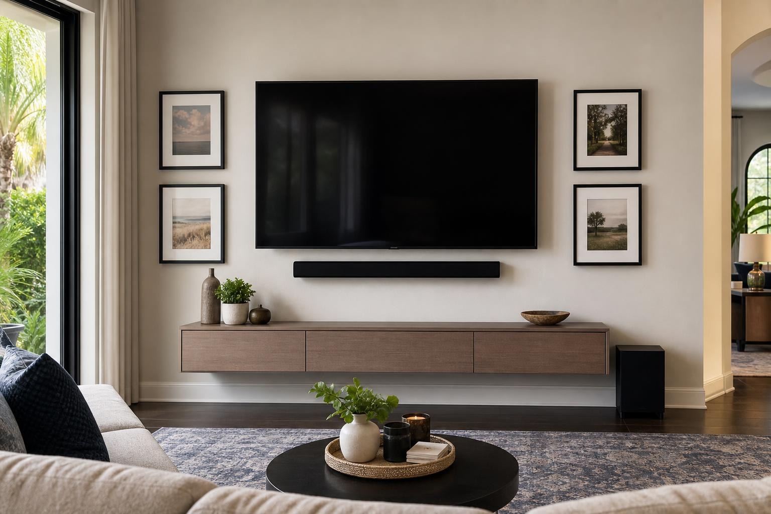 How to Arrange Pictures Around a Mounted TV Without Crowding the Wall