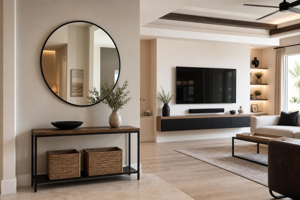 How High Should a Mirror Hang Above a Media Console or Entry Table?