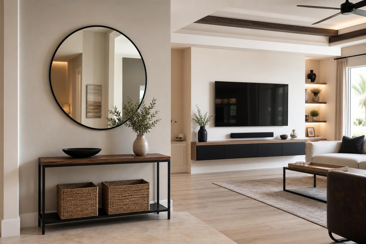 How High Should a Mirror Hang Above a Media Console or Entry Table?