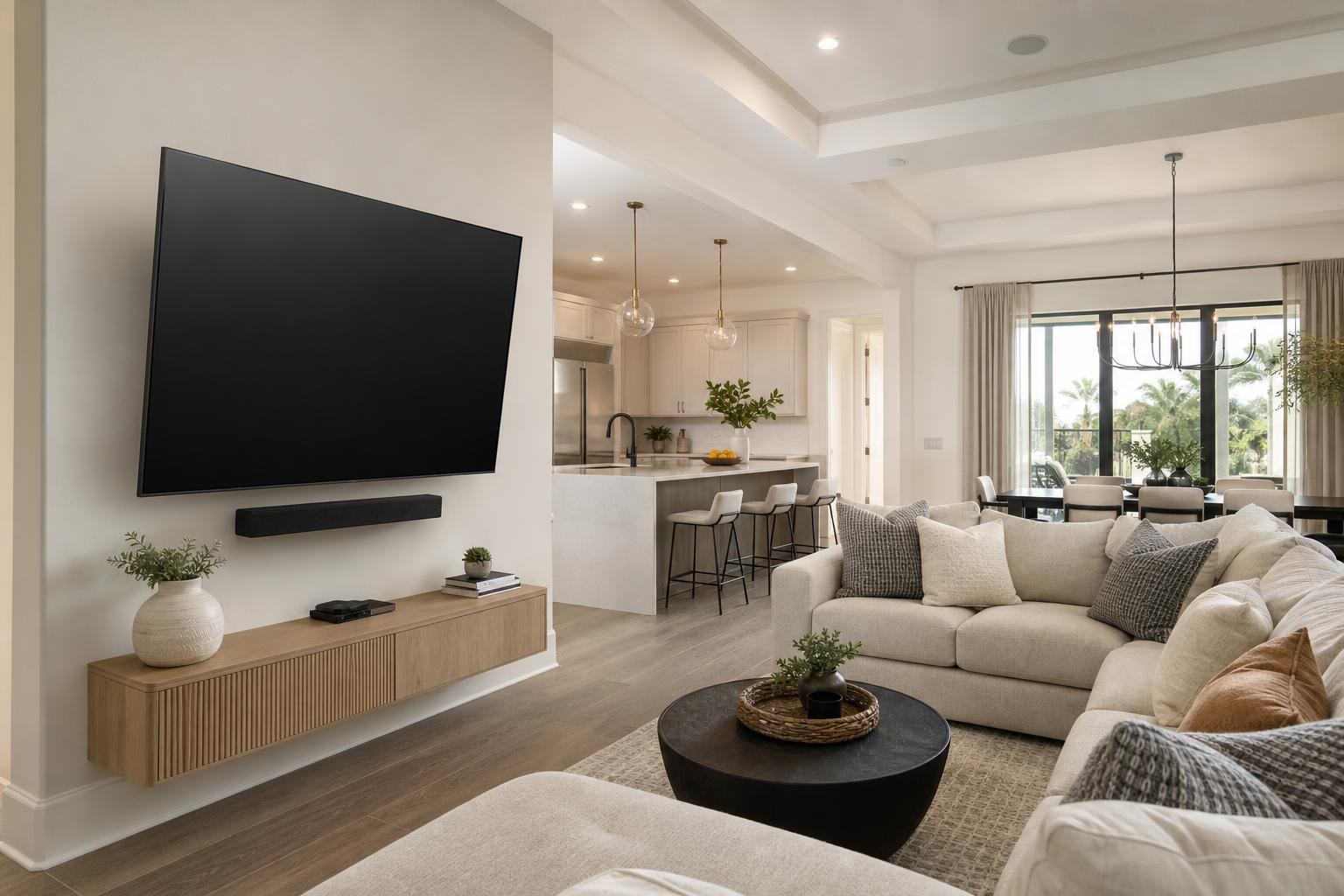 One TV, Multiple Viewing Angles: How to Plan an Open-Concept Entertainment Wall