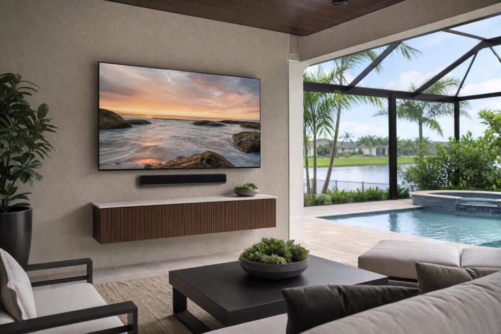 Outdoor Lanai TV Mounting in Central Florida: Plan for Glare, Weather, Sound, and Viewing
